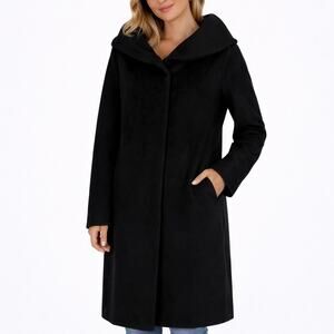Cole Haan Single Breasted Wool Blend Long Coat Black Size 8